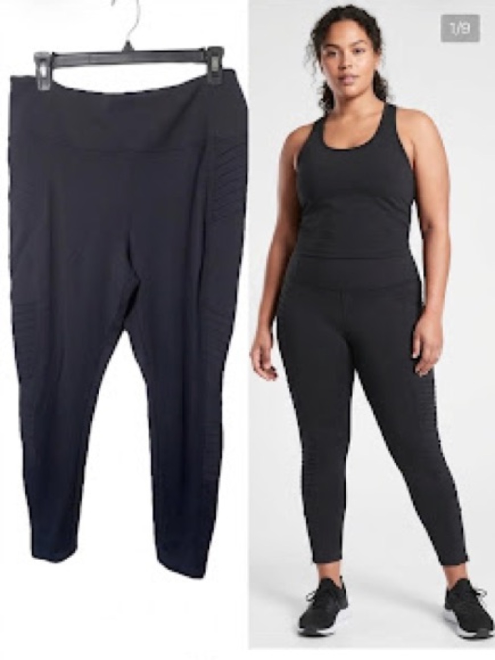Athleta Delancey Moto Tight Pants Womens XL Black Leggings Zip Ankle Stretch